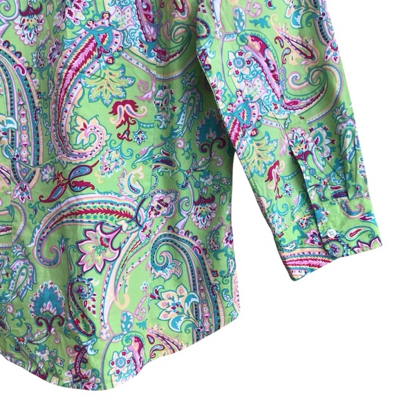 Chaps Green Paisley Button Up Shirt NEW - Picture 5 of 6